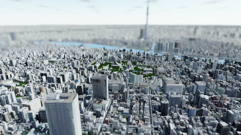 Asakusa & Skytree in the 3D map (Day)