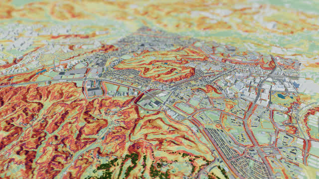 Colour the land by slope in the 3D map