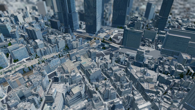 Shibuya Crossing in the 3D map (Day)